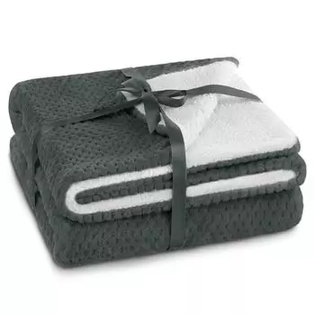 Одеяло Cotton Market, пушистое приятное одеяло для гостиной и спальни, двустороннее покрывало, флисовое одеяло 170 x 210 см, антрацитовый и белый, серый