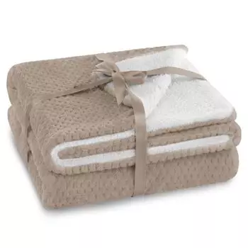 Одеяло Cotton Market, пушистое приятное одеяло для гостиной и спальни, двустороннее покрывало, флисовое одеяло 220 х 240 см, цвет капучино и белый, бежевый