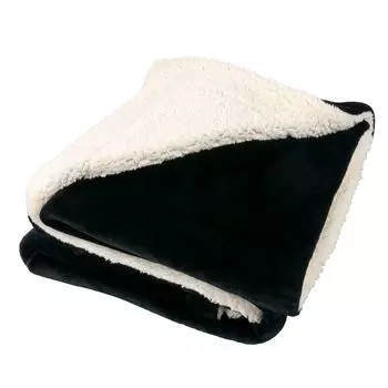 Одеяло Deco4Me Sherpa с коралловым флисом, 200 GSM (черное, 130 х 150 см) легкое и приятное одеяло, двухслойное - покрывало под мех, одеяло для дивана, флисовое одеяло Sunlusso