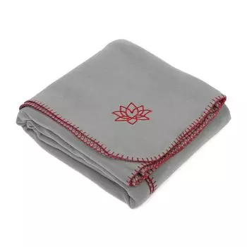 Одеяло для йоги ASANA BLANKET из флиса с вышивкой ЛОТОС темно-зеленое Bodhi