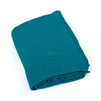 Одеяло для йоги с мотивом OM 150 x 200 см - местного производства Цвет - баклажановый / натуральный Bodhi, бирюзовый