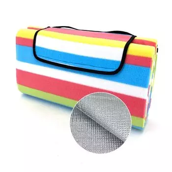 Одеяло для пикника heimtexland XL, водонепроницаемое, пляжный коврик для улицы, коврик для сна, моющееся, походное одеяло, складное с ручкой для переноски, фестивальный кемпинг, пляжное одеяло для пикника, тип 549, в полоску, разноцветное, 200 x...