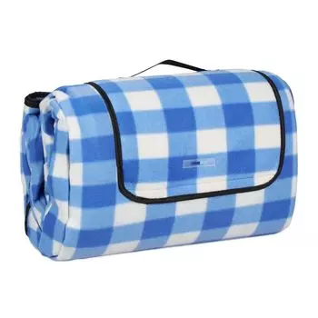 Одеяло для пикника Relaxdays XXL в сине-белую клетку, синий