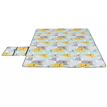 Одеяло для пикника Складной водонепроницаемый утолщенный ультрамягкий коврик для кемпинга с цветочным принтом для парка - желтый S Stuttg