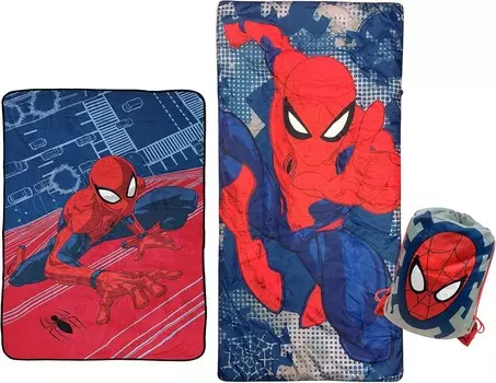 Одеяло для прогулок по стене с изображением Человека-паука Jay Franco, комплект из 3 предметов, в комплект входит одеяло и пижамный мешок