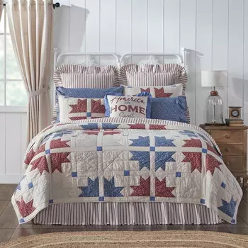 Одеяло двустороннее VHC Brands Celebration Farmhouse California King, красно-синий / кремовый