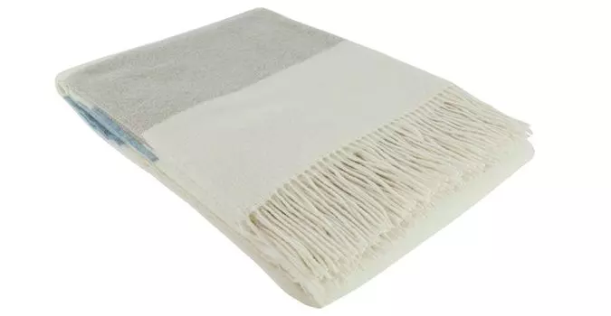 Одеяло Fair de luxe из кашемира, легкий уход | Одеяло из кашемировой шерсти | Одеяло для дивана/одеяло для дивана | Покрывало | Пушистый и уютный, теплый | 140 x 190 см (синие/серые полоски, кашемир/шерсть) Glaeser