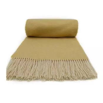 Одеяло Fair de luxe из кашемира, легкий уход | Одеяло из кашемировой шерсти | Одеяло для дивана/одеяло для дивана | Покрывало | Пушистый и уютный, теплый | Мягкий плед 140 х 190 см (желтый, кашемир/шерсть) Glaeser