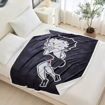 Одеяло фланелевое с принтом Betty Boop, черный