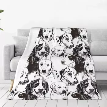 Одеяло флисовое с принтом Zufioo Queen-Size, черный / белый