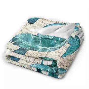 Одеяло флисовое Spxubz, бирюзовый / бежевый