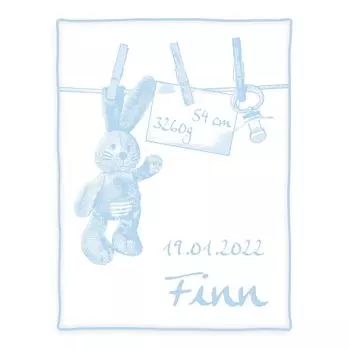 Одеяло Herding Unicade зайчик/поводок белый/голубой приятный плед 75/100 см