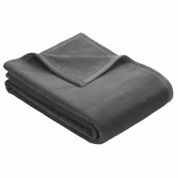 Одеяло Ibena Berlin 150х200 см - плед из смесового хлопка антрацит однотонный, плед из шерсти, плед для дивана мягкий, приятный, серый