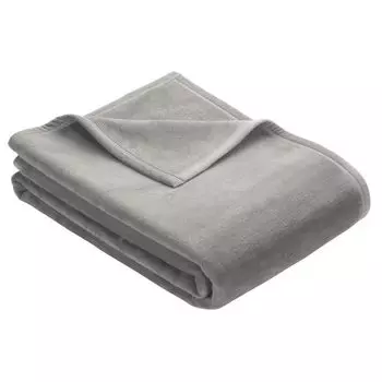 Одеяло Ibena Berlin 150x200 см - одеяло из смесового хлопка серебристо-серое однотонное, шерстяное одеяло, диванное одеяло приятное мягкое, серый