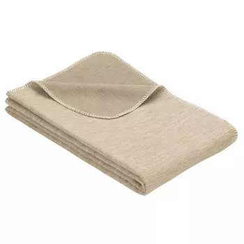 Одеяло Ibena из органического хлопка Лозанна 140х200см - приятное одеяло серое однотонное, шерстяное одеяло, мягкое одеяло для дивана, бежевый