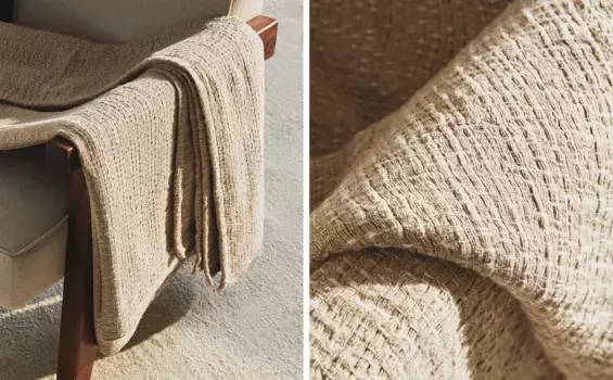 Одеяло из хлопка и льна Zara Home, светло-бежевый