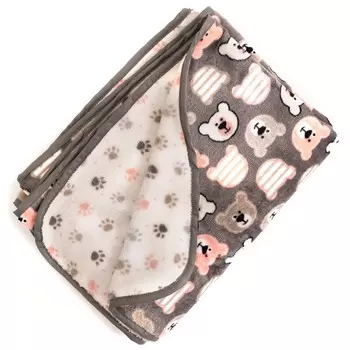 Одеяло из микрофлиса - Paw Lisola Baby, серо-коричневый/кремовый