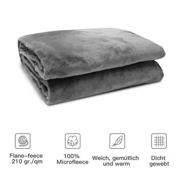 Одеяло Jiubiaz, флисовое одеяло, пушистое одеяло, теплое, очень мягкое, 130 х 170 см, серый
