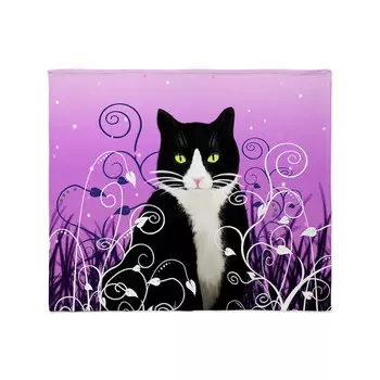 Одеяло «Кошка на лавандовом пледе» CafePress 50 x 60 дюймов, фиолетовый