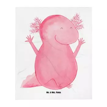 Одеяло Mr. & Mrs. Panda Аксолотль Ура - белое - подарок, хвостатая амфибия, шерстяное одеяло, плед веселый, диванное одеяло, мотивация, покрывало, тритон, белый