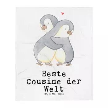 Одеяло Mr. & Mrs. Panda Cuddly Blanket Penguin Best Cousin in the World - Белый - Подарок, сувенир, родственникам, двоюродному брату, шерстяное одеяло, покрывало, плед, дочке от тети