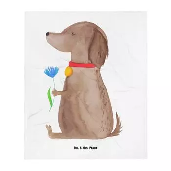 Одеяло Mr. & Mrs. Panda Cuddly Dog Flower - Белый - Подарок, одеяло, мама-собака, сладкое, собаки, владелец собаки, собачий мотив, собачья любовь, собачья поговорка, шерстяное одеяло, порода собаки
