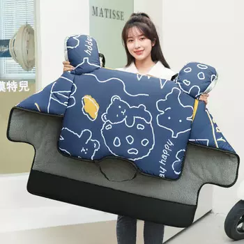 Одеяло на лобовое стекло электрического мотоцикла Kuang-Chi Зима-зима Бархатный утолщенный аккумуляторный трамвай Холодный чехол Водонепроницаемый ветрозащитный теплый бисквитный мишка + расширенные боковые крылья и бархат