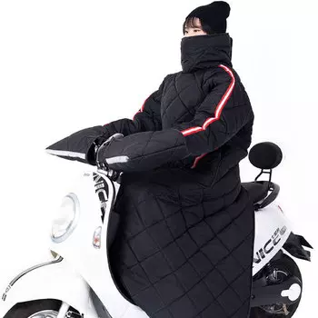 Одеяло на лобовое стекло электрического мотоцикла Kuang-Chi Зимнее тепло плюс бархатная утолщенная ветрозащитная куртка на лобовое стекло Защитная куртка до колена — [Золотой бархат] Красное вино — Размер L