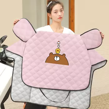 Одеяло на лобовое стекло электромобиля Kuang-Chi, летнее тонкое аккумуляторное одеяло для мотоцикла, ветрозащитное и водонепроницаемое, трамвай, медведь, курица, утка, розовый, с большим узором