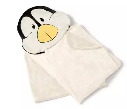 Одеяло Nici флисовое 144 х 120 см с пингвином Ильей, бежевый