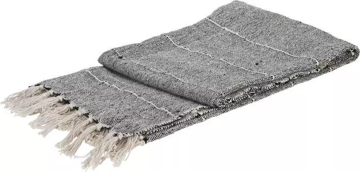 Одеяло/плед шеврон, стеганный вручную, черный/горчичный 220х265см H&L