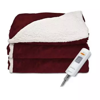 Одеяло с электроподогревом Sunbeam, гранатовый