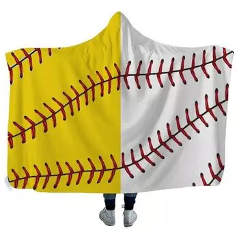 Одеяло с капюшоном с рисунком шариков, толстая текстура, дышащее 3D принт, носимое одеяло из шерпа с капюшоном для взрослых-B, размеры: M Stuttg, мультиколор