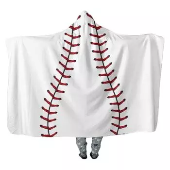 Одеяло с капюшоном с рисунком шариков, толстая текстура, дышащее 3D принт, носимое одеяло из шерпы с капюшоном для взрослых-E, размеры: M Stuttg, мультиколор