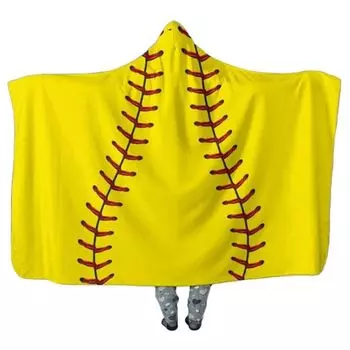 Одеяло с капюшоном с рисунком шариков, толстая текстура, дышащее 3D принт, носимое одеяло из шерпа с капюшоном для взрослых, размеры: S Stuttg, мультиколор