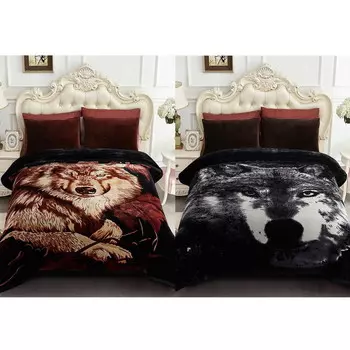 Одеяло с принтом волка Bed Bath & Beyond, серый