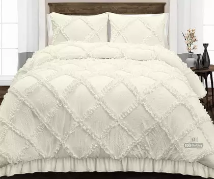 Одеяло с ромбовидными рюшами SGI Bedding Queen, синий