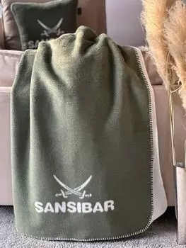 Одеяло Sansibar Doubleface Jacquard, мягкий плед с кривошипным швом, 150х200 см, зеленый