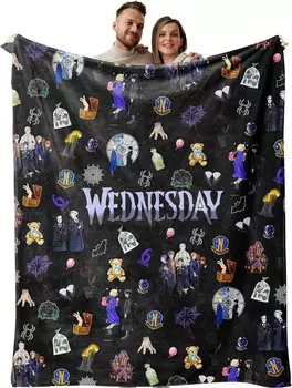 Одеяло Sebkq Wednesday Addams, черный