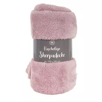 Одеяло шерпа, одеяло для дивана, мягкое одеяло, шерстяное одеяло, розовое, 150х200см в клетку Mojawo, розовый