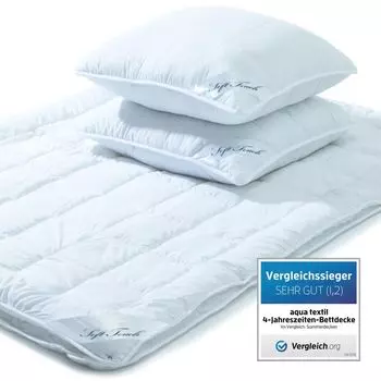 Одеяло Soft Touch на 4 года 1x 220x240 + 2x 80x80 PES из микрофибры 1200/1550 г + 2x 1300 г ромб/квадрат aqua-textil