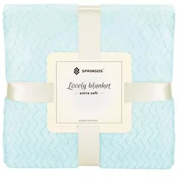 Одеяло Springos 200 x 220cm Zickzack-Muster, 200x220x2 см цвет pastellblau