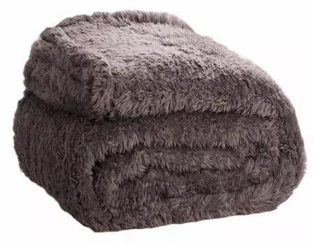 Одеяло Тедди - 130х170см - - Мягкое одеяло для дивана - Пушистое одеяло - Бежевый DoubleDry, серый