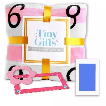 Одеяло Tiny Gifts Baby Monthly Milestone (розовое) + подушечка для чернил Clean Touch (синяя)