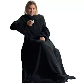 Одеяло TV с рукавами XL 170х200 бежевое полиэстер коралловый флис CelinaTex, черный