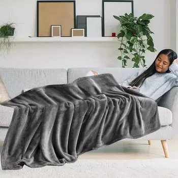 Одеяло VINGO, флисовое одеяло, очень мягкое и теплое, одеяло для дивана/дивана, пушистое одеяло, покрывало из микрофибры, покрывало, 130 x 150 см, серый