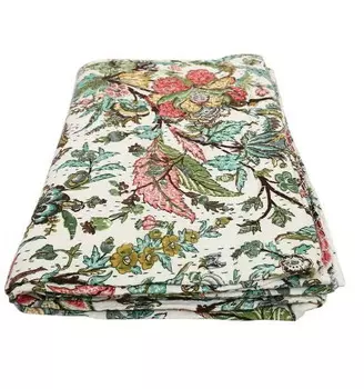 Одеяло Vinsan International Kantha, белый / зеленый