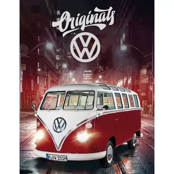 Одеяло VW Volkswagen Bulli 087-B красное 130x170 Beronage