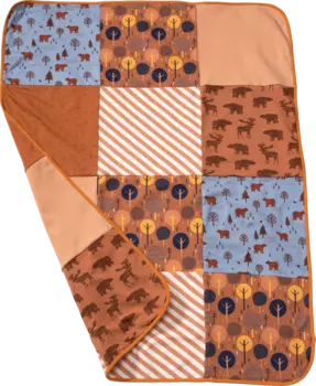 Одеяло в стиле пэчворк синее и ампер коричневый ок. 100 х 75 см 1 шт. ALANA