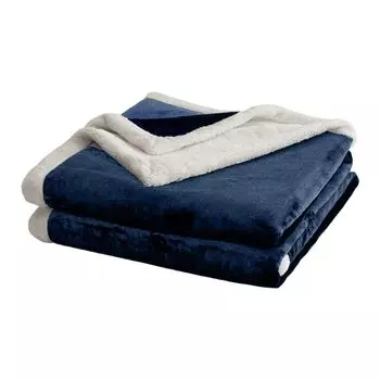 Одеяло ворса Супермягкое удобное двухслойное утолщенное теплосохраняющее фланелевое одеяло для дивана, кондиционера, домашнее постельное белье, товары для дома верблюжьего цвета, размеры: 200 см Stuttg, темно-синий